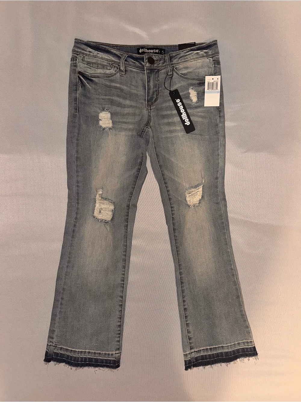 Dollhouse Light Blue Distressed Flare Jeans
